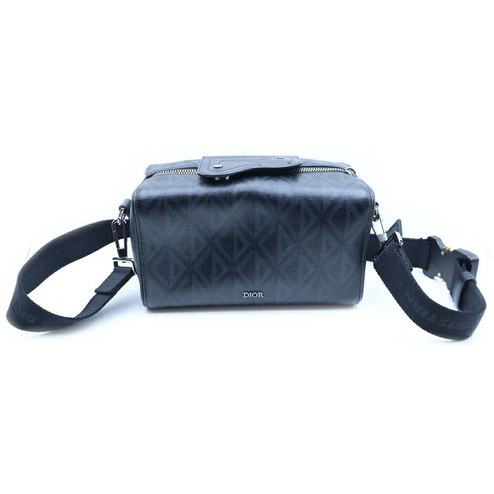 Christian Dior Lango CD Diamond Shoulder Bag Black Navy Blue
